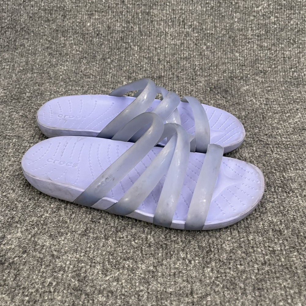 Crocs Splash Glossy Strappy Sandal Womens Sz 6 Moon Jelly Purple 208537-5Q6